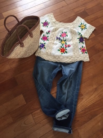 画像1: Vintage mexican blouse