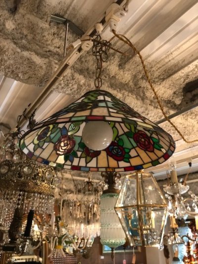 画像1: Stained Glass Pendant Light