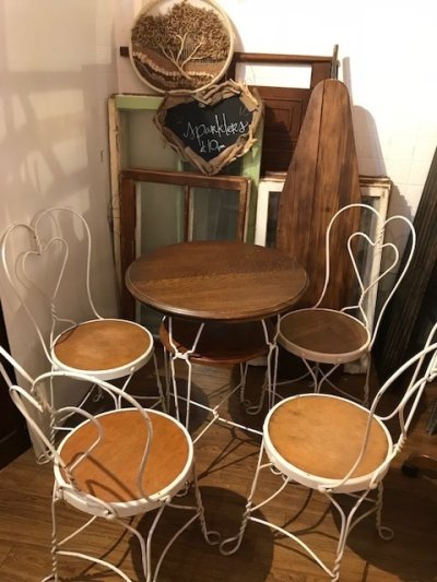 画像1: "Shabby chic" Gardening Table & Chair