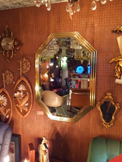 画像1: Gold Wall Mirror