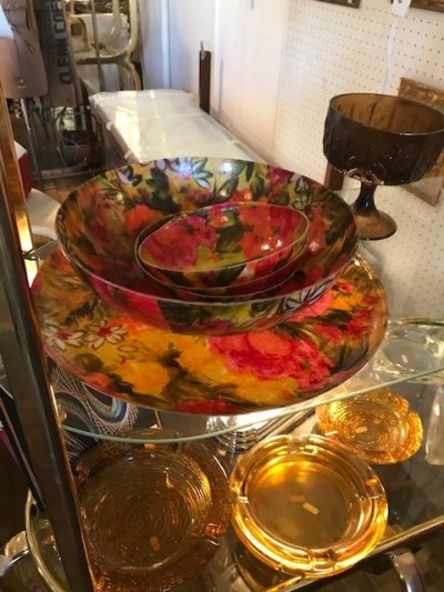 画像1: Vintage Flower Tray&Bowl