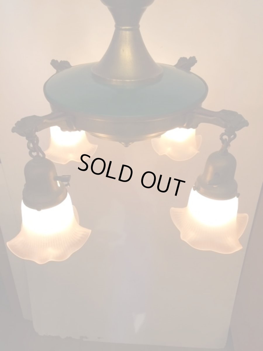 画像2: Vintage ArtDeco 4灯Chandelier (2)