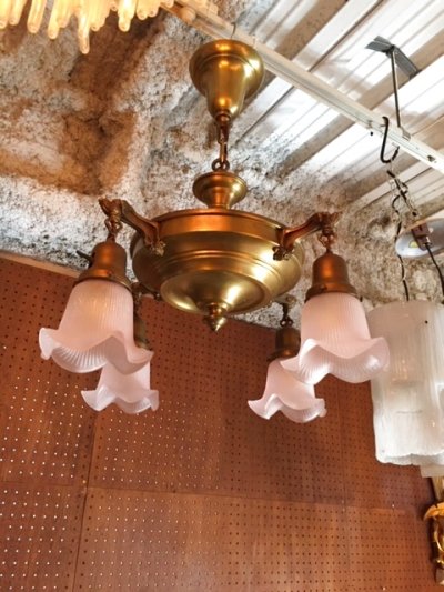 画像1: Vintage ArtDeco 4灯Chandelier