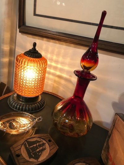 画像1: Red Glass Liqueur Decanter