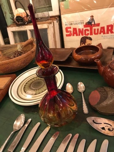 画像3: Red Glass Liqueur Decanter